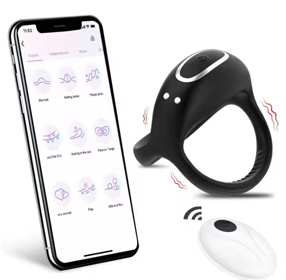 Male Silicone Penis Ring Wireless Ultra Soft CockRing 10 Vibration for Erection Enhancing Time Delay Ejaculation Sex Toy for Men