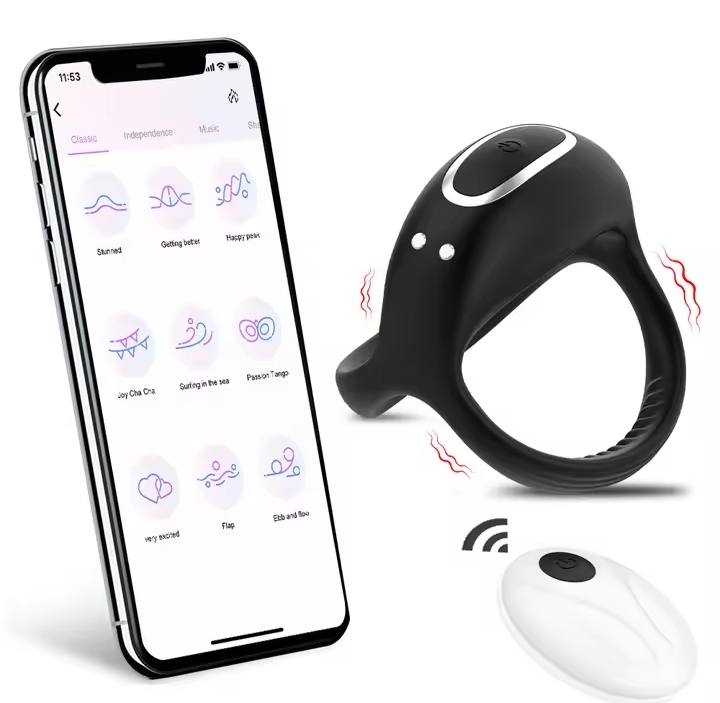 Male Silicone Penis Ring Wireless Ultra Soft CockRing 10 Vibration for Erection Enhancing Time Delay Ejaculation Sex Toy for Men