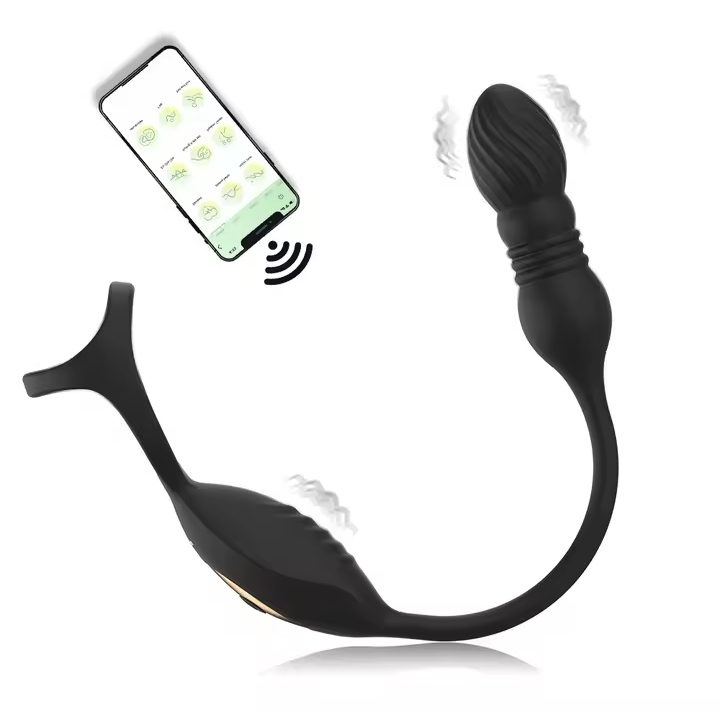Vibrating Cock Rings with Thrusting Anal Vibrator Male Prostate Massager 10 Modes Remote Control Vibrator Adult Sex Toys for Man