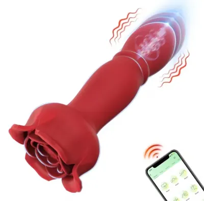 Thrusting Dildo App Remote Control Anal Plug Vibrator Women Prostate Massager 9 Modes Rose Anal Toy Butt Plug Sex Toys for Women_img_0