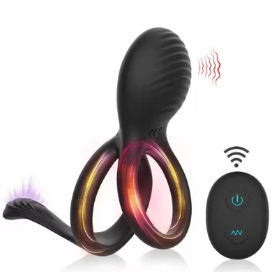 Vibrating Dual Penis Ring Premium Stretchy Soft Cock Ring 7 Vibration Modes Erection Enhancing Sex Toys for Men and Couple_img_0