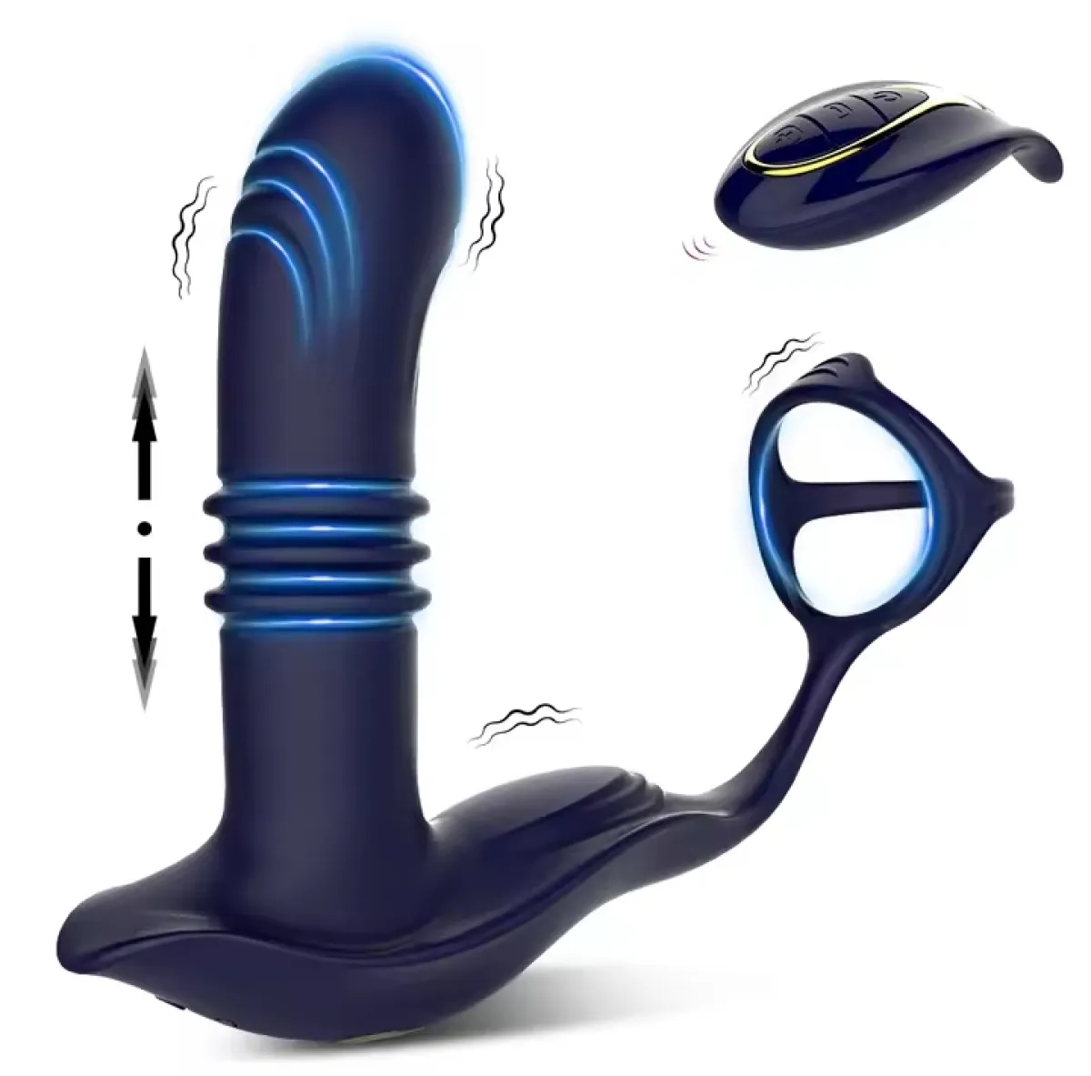 Prostate Massager Anal Vibrator Thrusting Vibrating 14 Modes Remote Cock Ring Butt Plug P Spot Stimulator Adult Sex Toys for Men