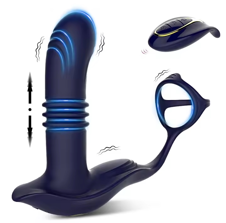 Prostate Massager Anal Vibrator Thrusting Vibrating 14 Modes Remote Cock Ring Butt Plug P Spot Stimulator Adult Sex Toys for Men