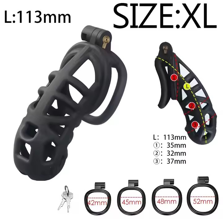 Man Penis Lock Rings Male Chastity Cage Sex Toys Chastity Cock Cage Device Penis Ring Erotic Urethral Products Male With 4 Size_img_4