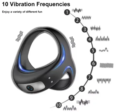 Male Penis Ring Vibrator Triangle Vibrating Cock Ring Delay Ejaculation Magnetic Charging Sex Toy For Men Penis Ring Masturbator_img_0