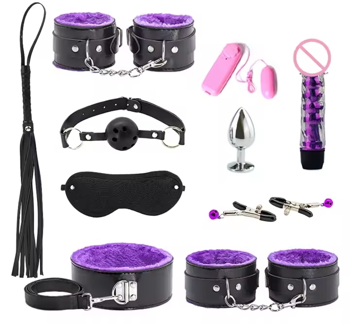 BDSM Restraints Sex 10Pcs Bondage Restraints Kits Fetish Bed Restraints Set for Beginners Adult Games Cuffs_img_1