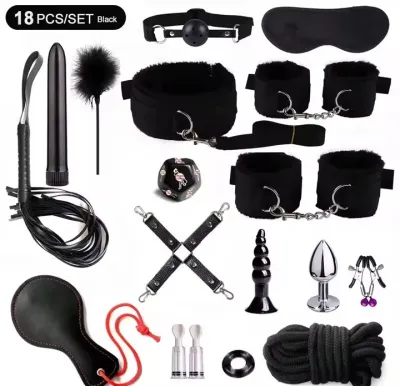 Exotic Bondage Set BDSM Kits Exotic Sex Toy for Women Couple Shibari Vibrator Adult Game Handcuffs Whip Anal Plug Nipple Clip_img_3
