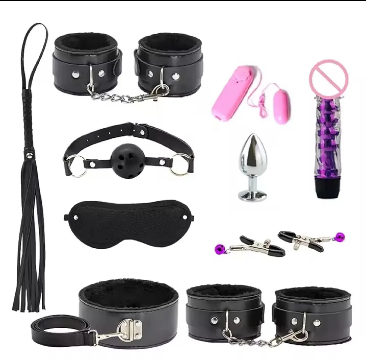 BDSM Restraints Sex 10Pcs Bondage Restraints Kits Fetish Bed Restraints Set for Beginners Adult Games Cuffs