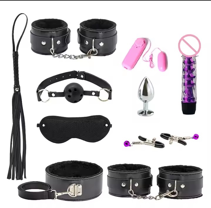 BDSM Restraints Sex 10Pcs Bondage Restraints Kits Fetish Bed Restraints Set for Beginners Adult Games Cuffs