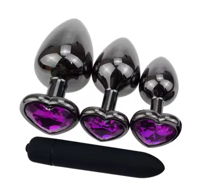 Vaginal Massager Black Metal Butt Plug Vibrator Heart and Round Anal Plug Smooth Candy Adult Game Products Sex Stuff Sexual Toy_img_0