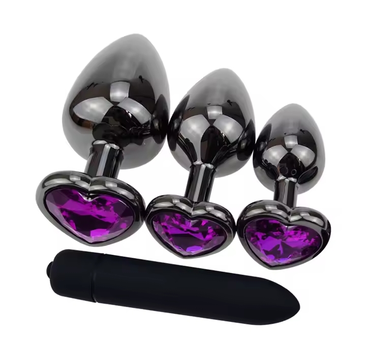 Vaginal Massager Black Metal Butt Plug Vibrator Heart and Round Anal Plug Smooth Candy Adult Game Products Sex Stuff Sexual Toy_img_0