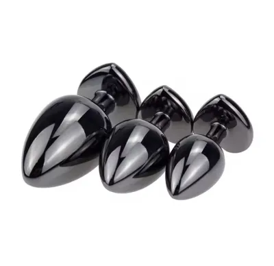 Vaginal Massager Black Metal Butt Plug Vibrator Heart and Round Anal Plug Smooth Candy Adult Game Products Sex Stuff Sexual Toy_img_1