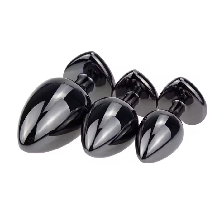 Vaginal Massager Black Metal Butt Plug Vibrator Heart and Round Anal Plug Smooth Candy Adult Game Products Sex Stuff Sexual Toy_img_1