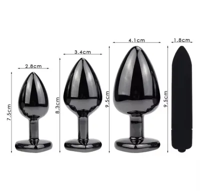Vaginal Massager Black Metal Butt Plug Vibrator Heart and Round Anal Plug Smooth Candy Adult Game Products Sex Stuff Sexual Toy_img_2