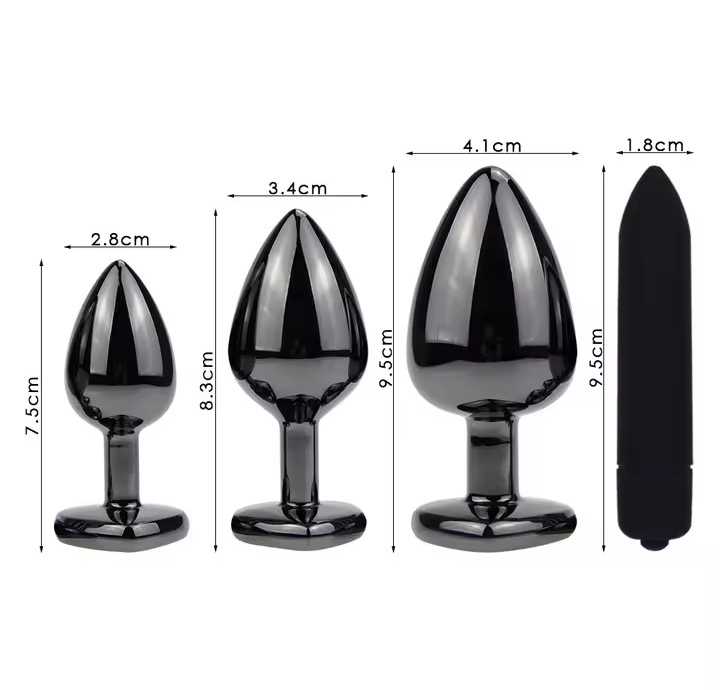 Vaginal Massager Black Metal Butt Plug Vibrator Heart and Round Anal Plug Smooth Candy Adult Game Products Sex Stuff Sexual Toy_img_2