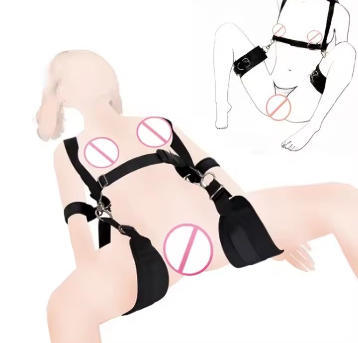 BDSM Open Leg Belt Sex Slave Locking Wrist Cuff Arm Thigh Bondage Sling Spreader Sex Restraint SM Sex Toy for Women Restraints_img_0