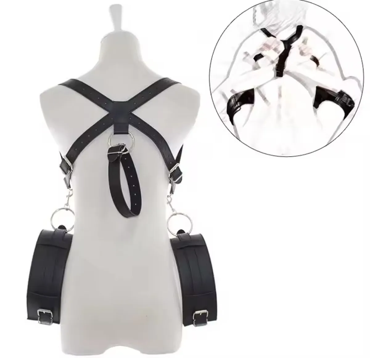BDSM Open Leg Belt Sex Slave Locking Wrist Cuff Arm Thigh Bondage Sling Spreader Sex Restraint SM Sex Toy for Women Restraints