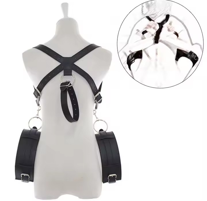BDSM Open Leg Belt Sex Slave Locking Wrist Cuff Arm Thigh Bondage Sling Spreader Sex Restraint SM Sex Toy for Women Restraints_img_4