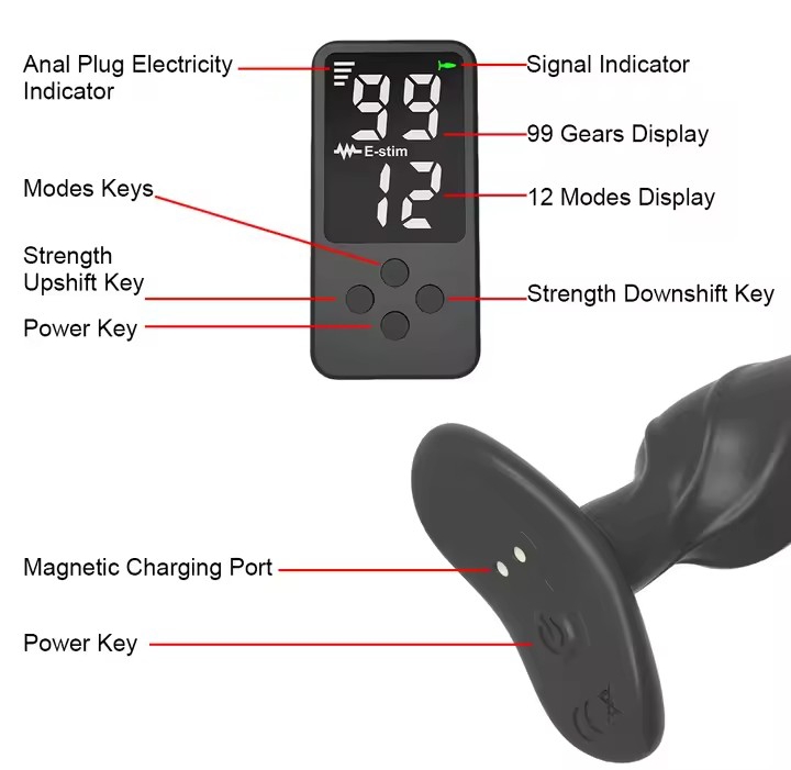Digital Display Control 99 Gear Electric Shock Anal Plug For Women Vibrators 12Modes Men Masturbator Vaginal Butt Plugs Sex Toys_img_2