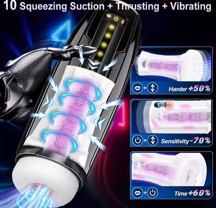 3 IN 1 Automatic Telescopic Sucking Male Masturbator Cup Enlargement Penis Pump Vibrating Pussy Real Vagina Sex Toys for Men_img_2