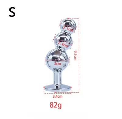 Metal Big Anal Plug 3 Consecutive Beads Butt Plug Vaginal Anus Expansion Stimulator Prostate Massage Sex Toys for Woman Men_img_3