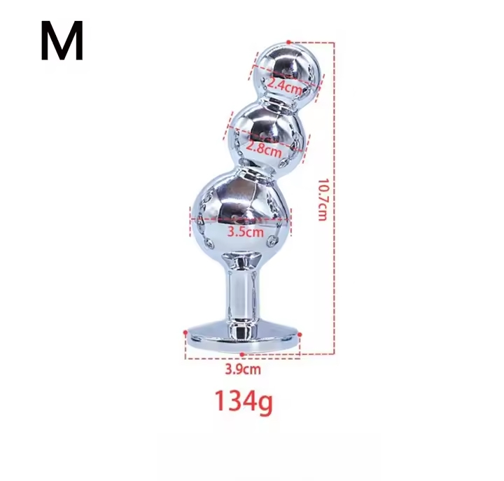 Metal Big Anal Plug 3 Consecutive Beads Butt Plug Vaginal Anus Expansion Stimulator Prostate Massage Sex Toys for Woman Men_img_4