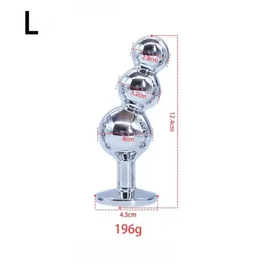 Metal Big Anal Plug 3 Consecutive Beads Butt Plug Vaginal Anus Expansion Stimulator Prostate Massage Sex Toys for Woman Men_img_5
