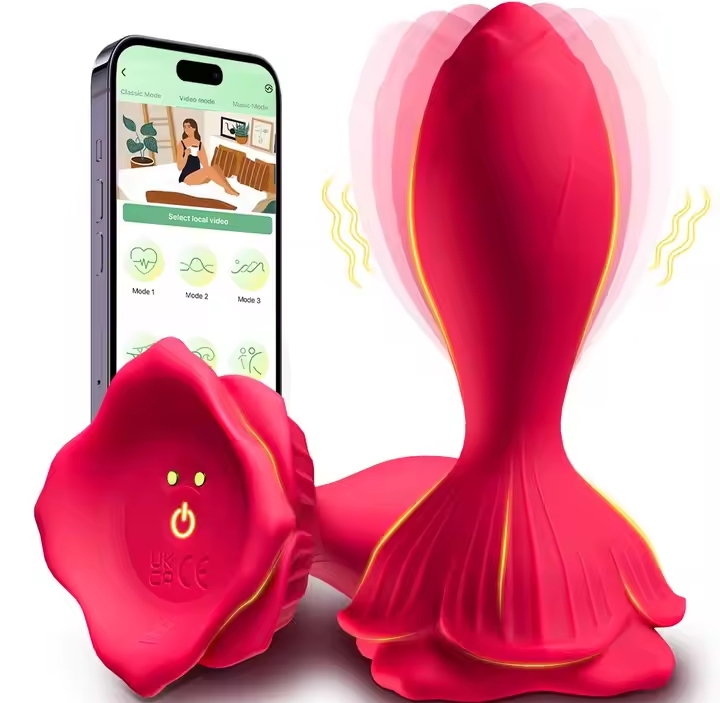 Vibrating Rose Butt Plug APP Remote Control Vibrators 9 Modes Waterproof Silicone Anal Plug Adult Sex Toys Vibrator For Beginner