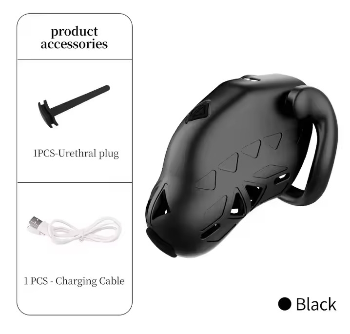 APP Chastity Cage Electric Shock Penis Lock Remote Control Abstinence Sex Adult Toy Cock Cage with Urethral Plug for Men_img_5