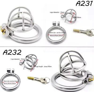 Lockable Stainless Steel Male Chastity Device Belt Cock Cage with 3 Size Penis Ring Bondage Adult Game Sex Toys for Men A231_img_0