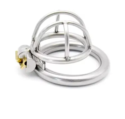 Lockable Stainless Steel Male Chastity Device Belt Cock Cage with 3 Size Penis Ring Bondage Adult Game Sex Toys for Men A231_img_2