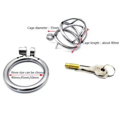 Lockable Stainless Steel Male Chastity Device Belt Cock Cage with 3 Size Penis Ring Bondage Adult Game Sex Toys for Men A231_img_4