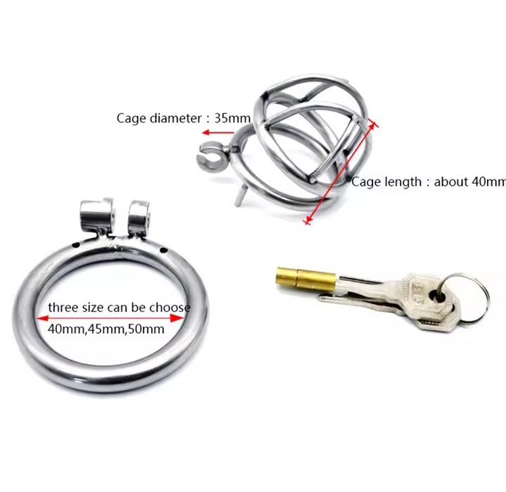 Lockable Stainless Steel Male Chastity Device Belt Cock Cage with 3 Size Penis Ring Bondage Adult Game Sex Toys for Men A231_img_4