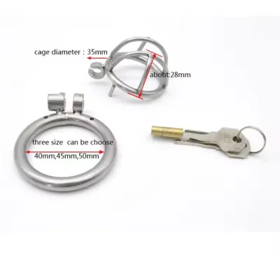 Lockable Stainless Steel Male Chastity Device Belt Cock Cage with 3 Size Penis Ring Bondage Adult Game Sex Toys for Men A231_img_5