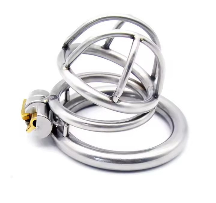 Lockable Stainless Steel Male Chastity Device Belt Cock Cage with 3 Size Penis Ring Bondage Adult Game Sex Toys for Men A231_img_7