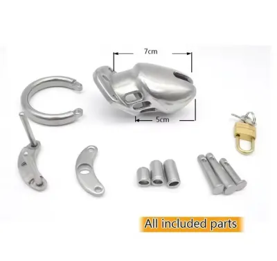 Male Stainless Steel/Chrome Plated Chastity Device Lockable Breathable Cock Cage Adult Product Penis Ring Sex Toys for Adult Men_img_4