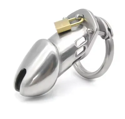 Male Stainless Steel/Chrome Plated Chastity Device Lockable Breathable Cock Cage Adult Product Penis Ring Sex Toys for Adult Men_img_6