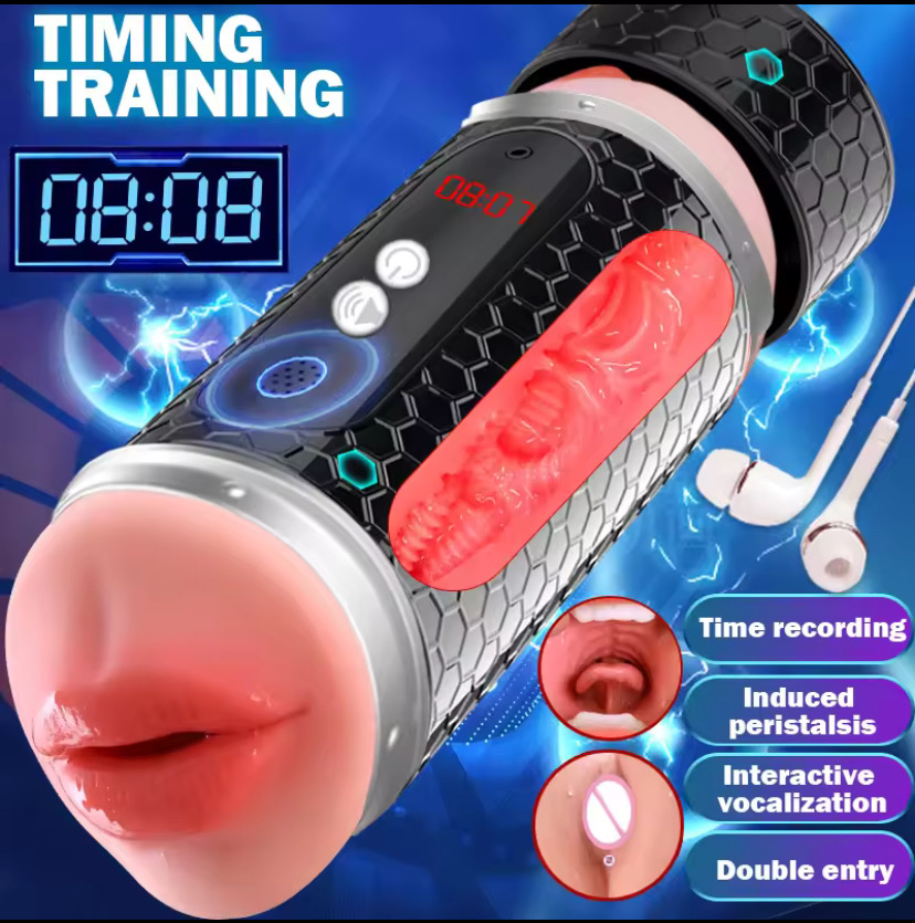 2 In 1 Automatic Male Masturbator Cup Soft Tight Pussy Blowjob Vaginal and Mouth Mold Vibrating Sucking Wriggle Men Sex Toys_img_1