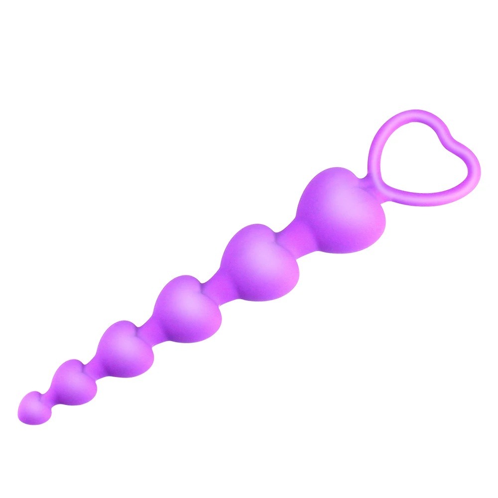 Flexible Silicone Long Anal Beads Butt Plug Heart Shape Waterproof Anal Sex Toy for Man Women Couple No Vibrator Bullet Sex Shop_img_4