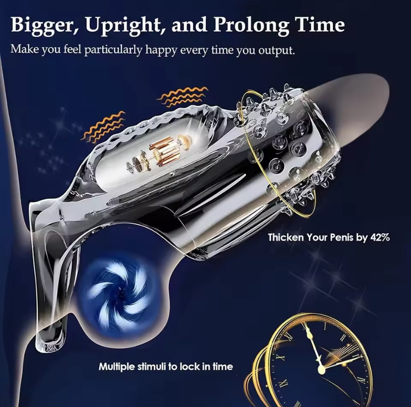 Vibrating Cock Ring for Men Silicone Penis Vibrator Intense Mens Vibrator Longer Harder Stronger Erection Adult Sex Toy for Men_img_4