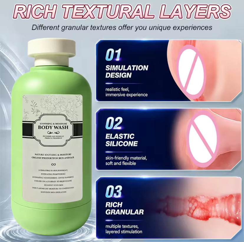 Camouflaged Bottle Shape Male Masturbator Cup 10 Frequency Vibrating Realistic Pocket Pussy Penis Oral Sex Toy for Men Travel_img_4