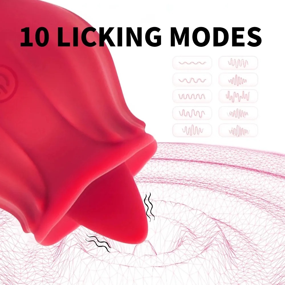 Powerful Tongue Licking Vibrator Women Clitoris Stimulator Massager Female Oral Nipples Clit Vibrating Rose Sex Toys for Adults_img_1