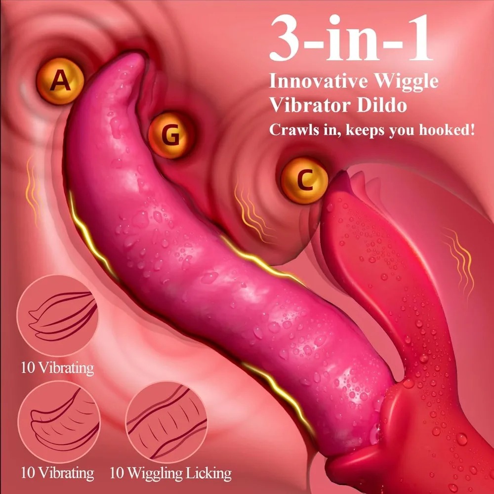 2IN1 Wave Thrusting Dildo for Women Tongue Finger Pressing Clit Stimulation Vibrator Vagina Licking Sex Toys Female Masturbator_img_1