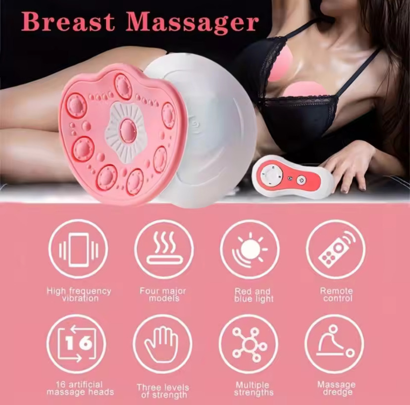 1PCS Electric Breast Massager with Heating&Smart Vibration USB Charging Wireless Remote Anti-Sagging Care Silicone Pad for Women_img_1