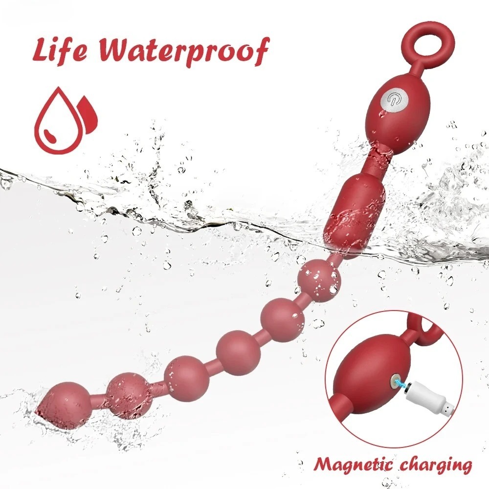 Vibrating Anal Beads Prostate Massager Flexible Silicone Plug Vibrador adult sex toys For Men Women Anal Stimulation_img_3