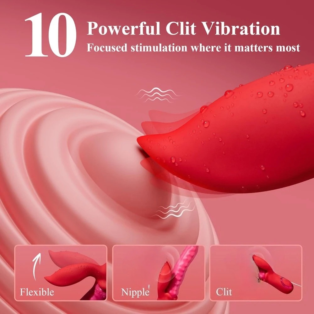 2IN1 Wave Thrusting Dildo for Women Tongue Finger Pressing Clit Stimulation Vibrator Vagina Licking Sex Toys Female Masturbator_img_2