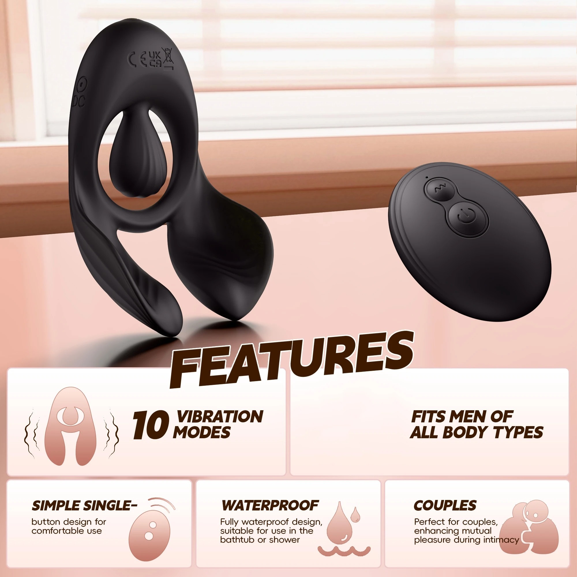 Vibrating Cock Ring for Men Delay Ejaculation Testicle Vibrator Remote Control Penis Ring Clit Stimulator Sex Toy for Men_img_4