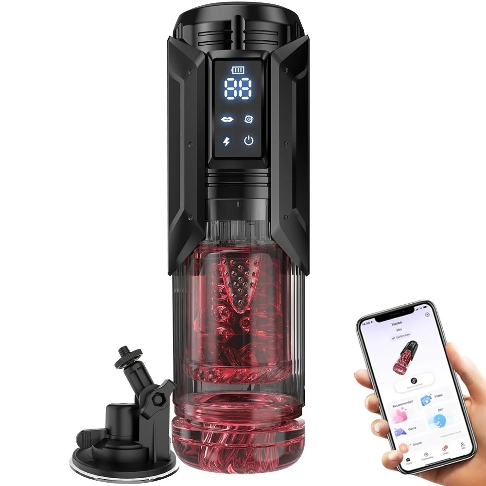 Penis Pump Pocket Pussies With Vacuum Pump LCD Male Masturbator Thrusting Rotating Vibrating Sucking 3D Stroker Mens Sex Toys_img_2