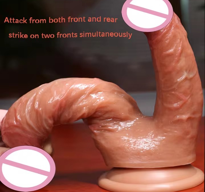 Realistic Double Headed Dildo Couples Penetration Device with Anal Vaginal Stimulation Penile Sucker Big Penis Sex Toy for Women_img_4