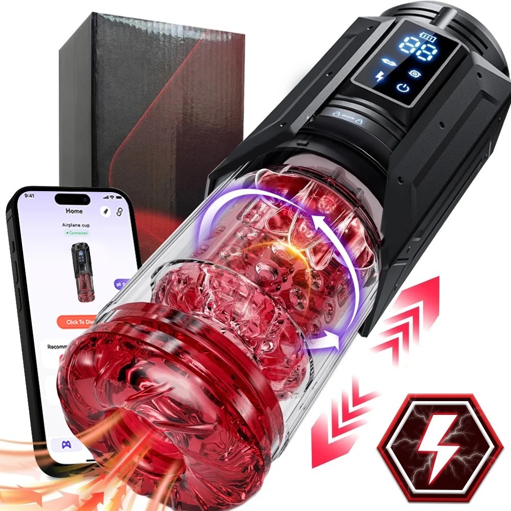 Penis Pump Pocket Pussies With Vacuum Pump LCD Male Masturbator Thrusting Rotating Vibrating Sucking 3D Stroker Mens Sex Toys_img_8